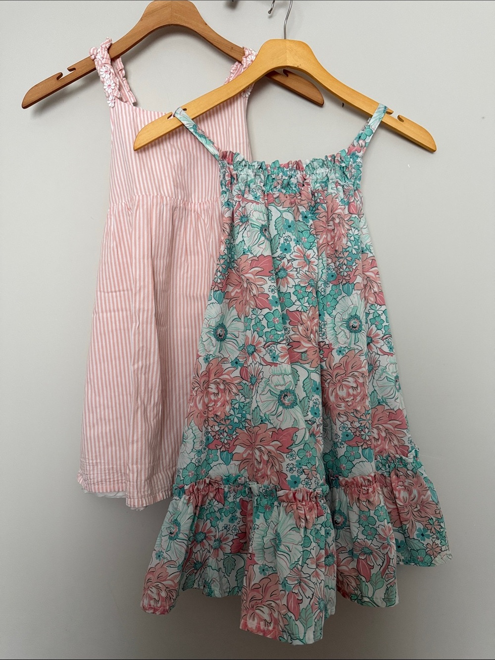 Catherine Malandrino Girls' Peach & Teal Floral Summer Dress Set Size 5-6Y